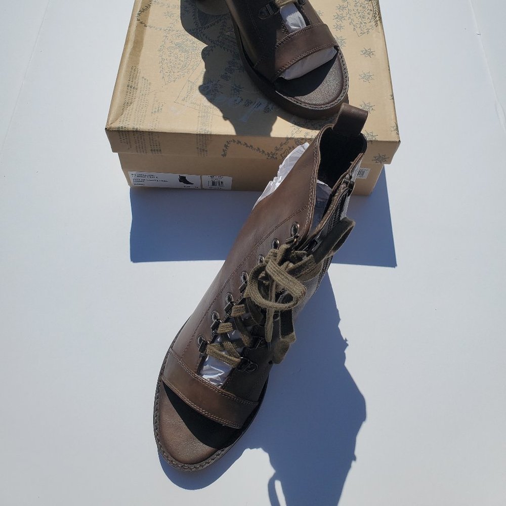 Free People City of Lights Open Toe Lace Up Bootie NIB